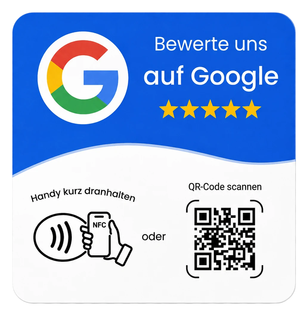 Flaches SmartReview Pad mit NFC und QR-Code für Google-Bewertungen